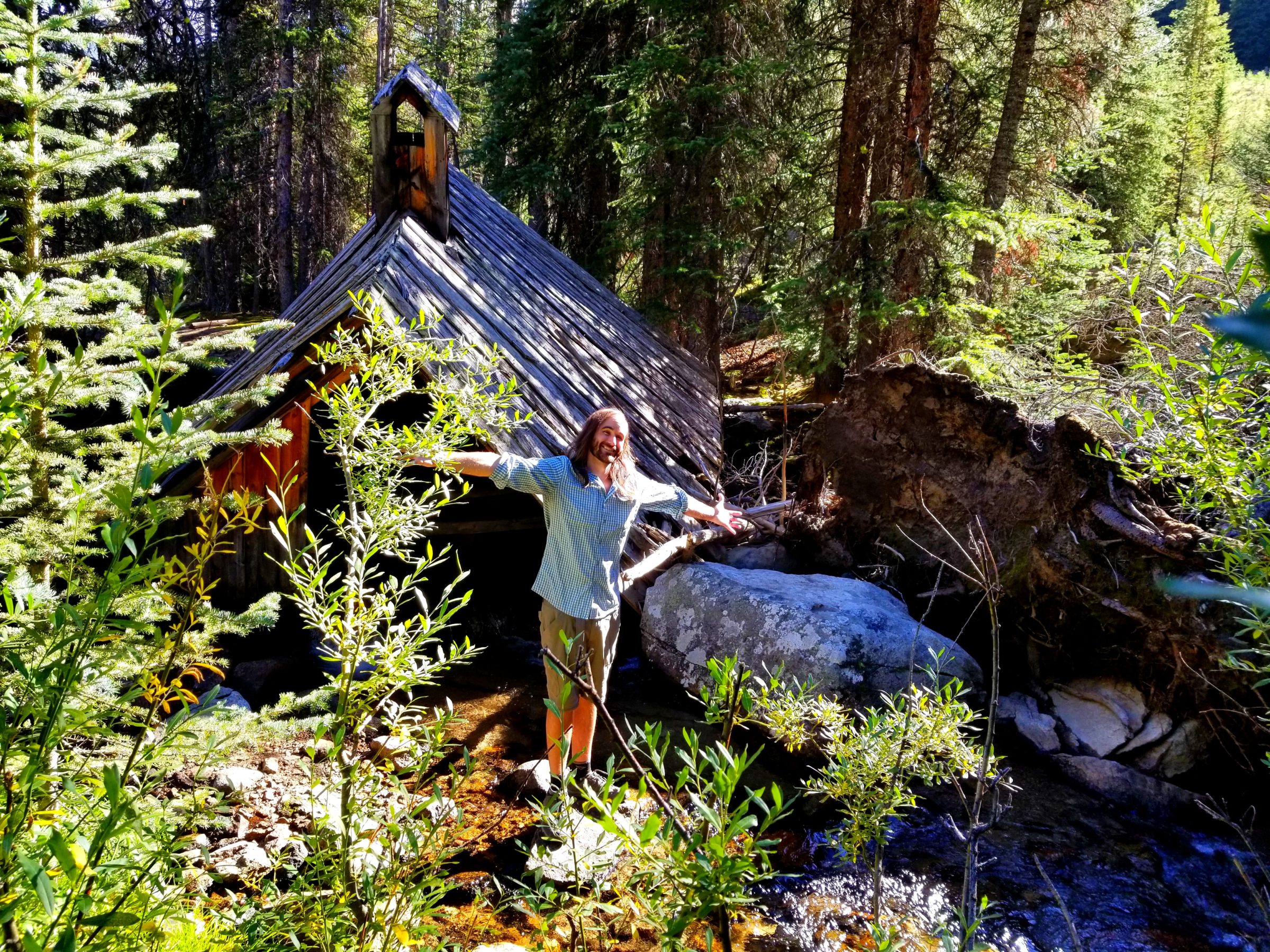 Coolidge, a Montana ghost town, school house in the middle of a creek