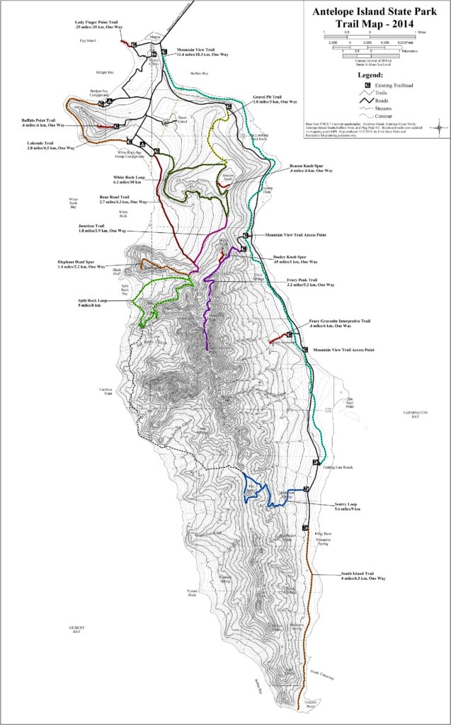 Hiking map of Antelope Island State Park