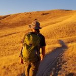 Jimmy hiking Antelope Island at sunset
