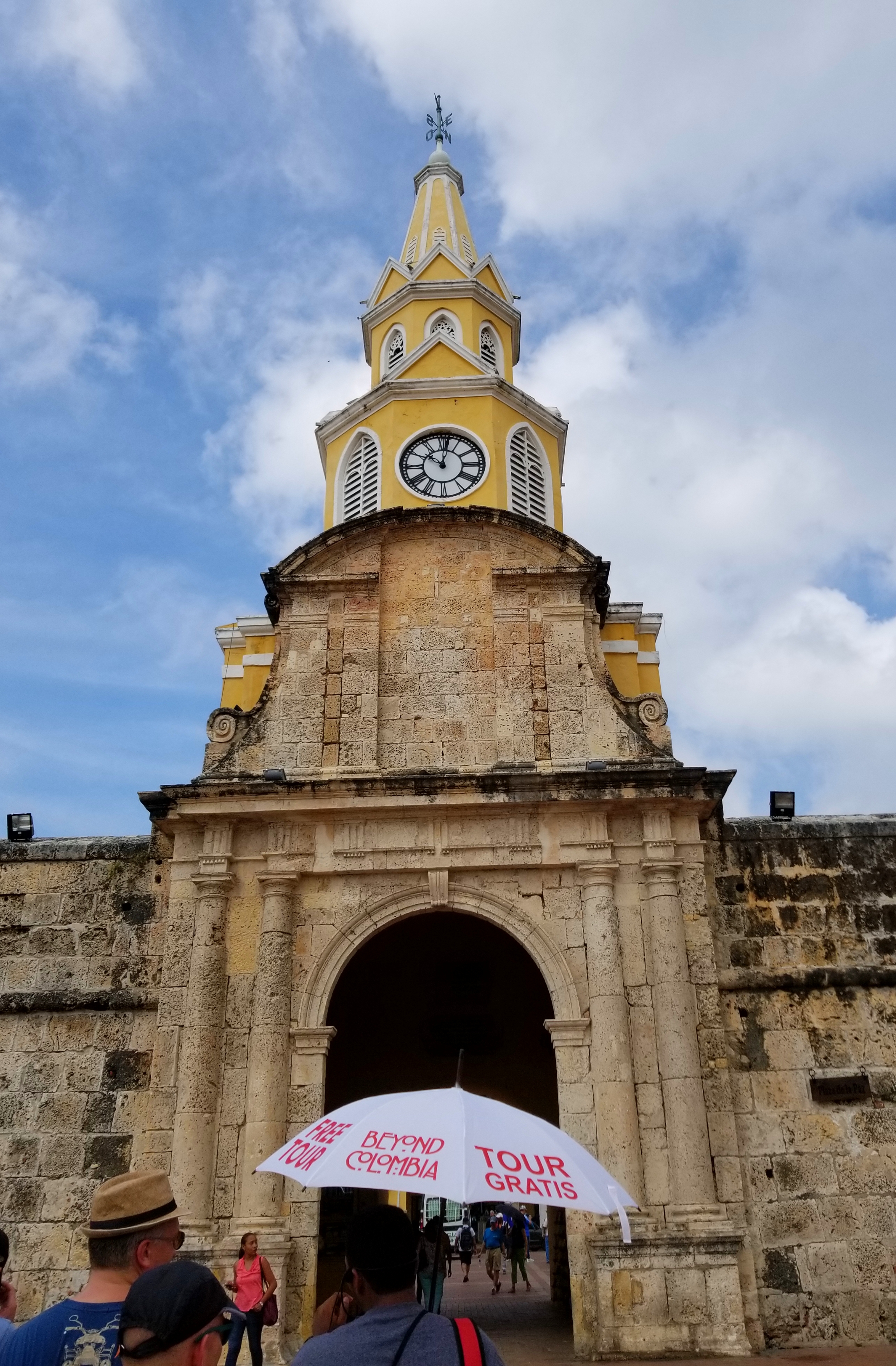 Entering the walled city with Beyond Colombia's free walking tour.