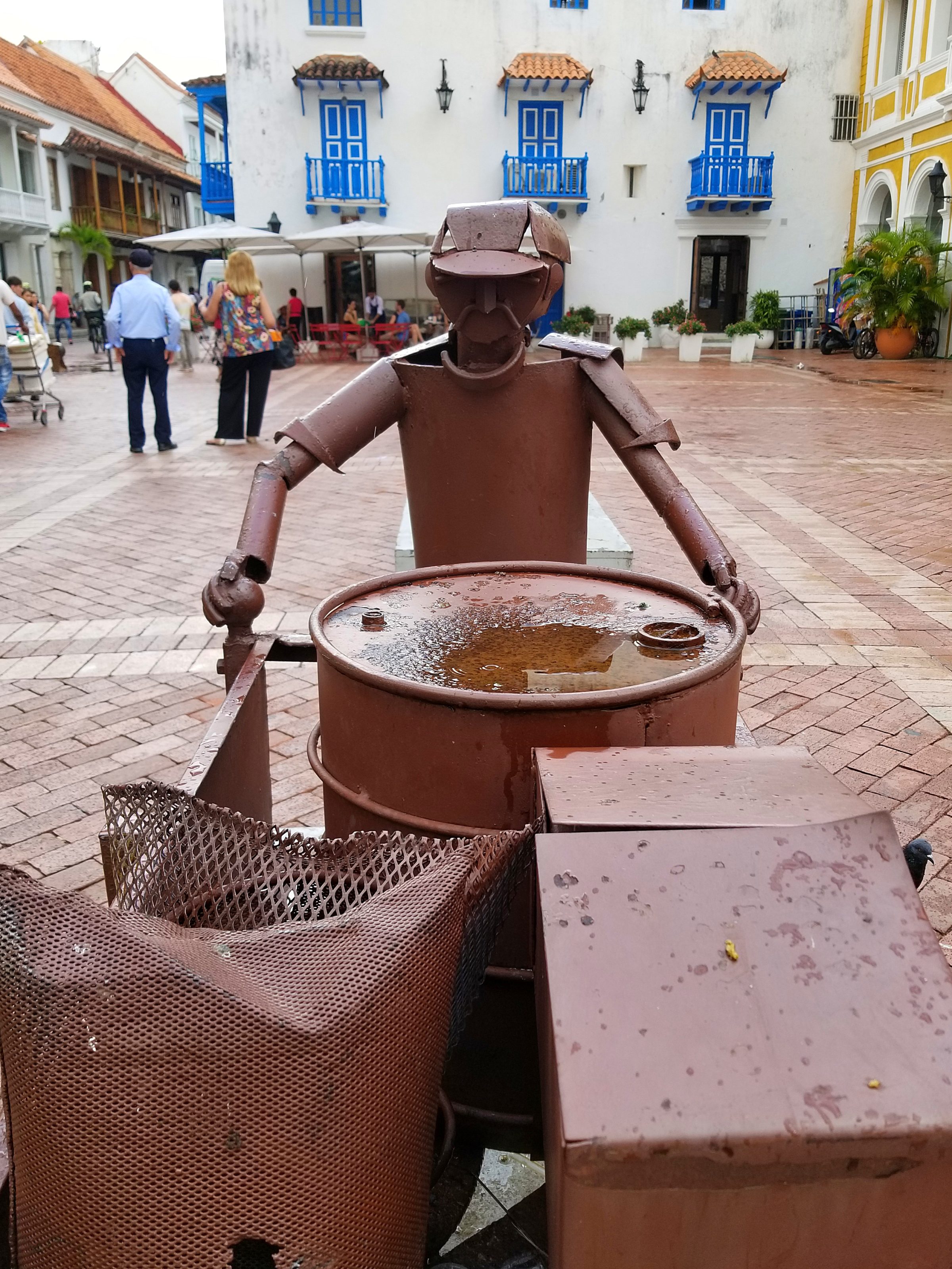 Sculpture of daily life in Cartagena Colombia