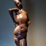 Sculpture of a woman in the Botero Museum